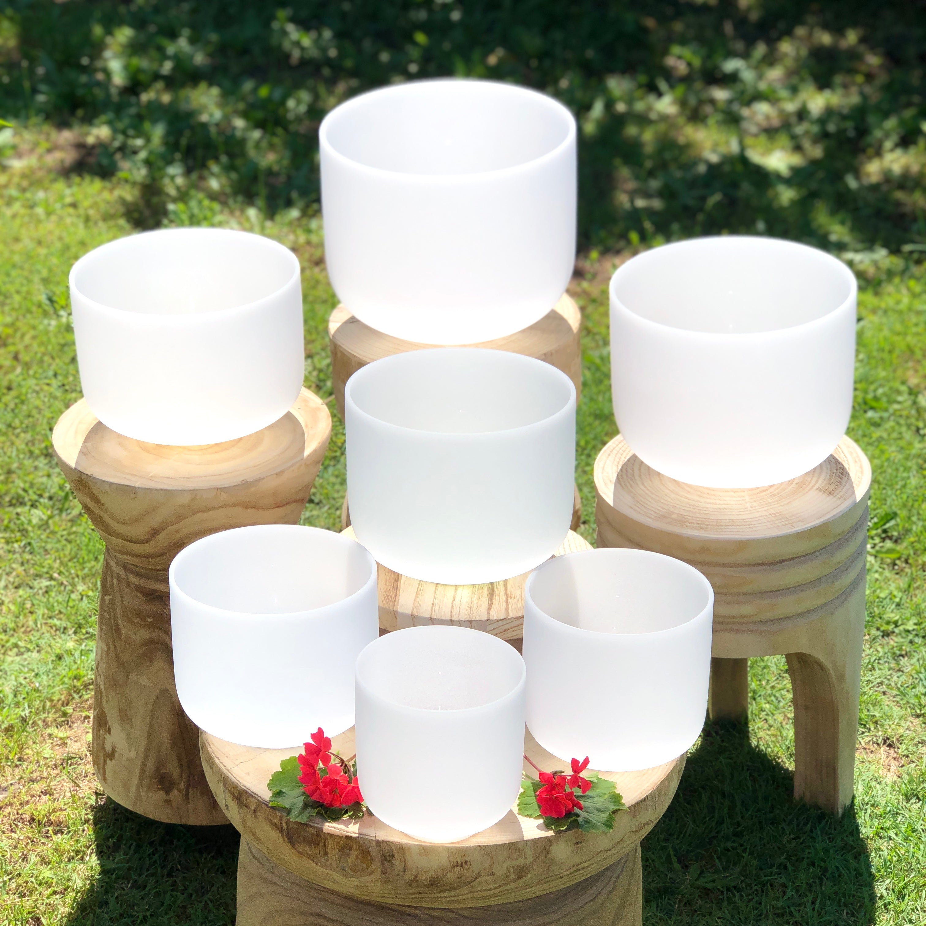 Rainbow Sounds Set of 7 Crystal Singing Bowls (6"-12") with Cases