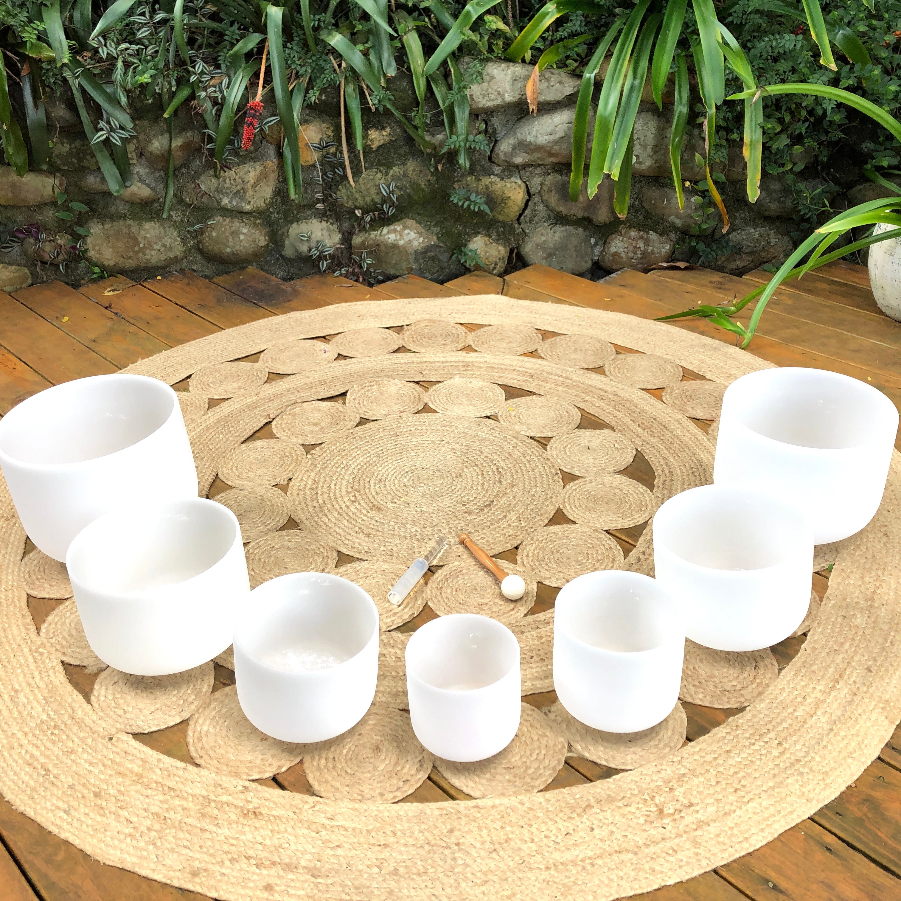 Rainbow Sounds Set of 7 Crystal Singing Bowls (6"-12") with Cases